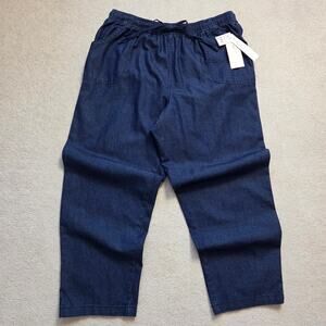 NWT Hasting & Smith Women's L Cotton Pull On Elastic Drawstring Wide Leg Pants